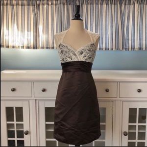 WTOO Watters & Watters Brown And Lace Dress